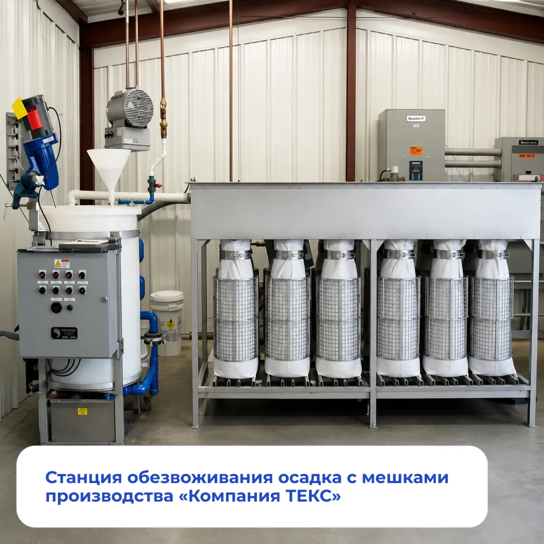 Станция обезвоживания осадка с мешками производства «Компания ТЕКС»
